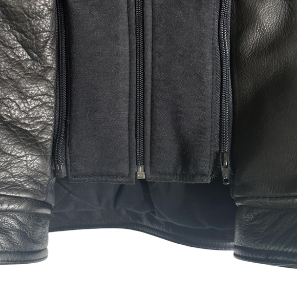 Wilsons Alan Black Leather Grunge Motorcycle Jacket With Removable Hood Size L - Picture 9 of 15